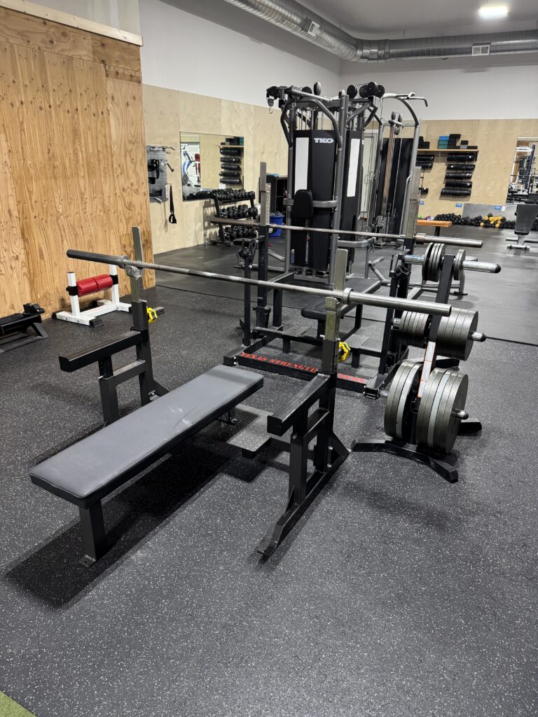 Competition benches, cable rigs